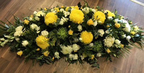 5ft Yellow and White Casket Spray