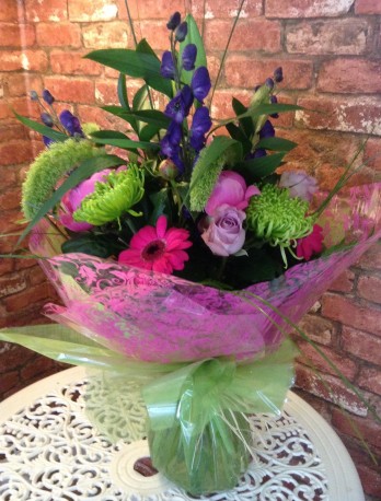 Cerise Pinks, Purples and Lime Green Hand Tied