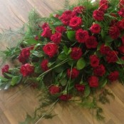 Red Rose and Red Carnation Casket Spray